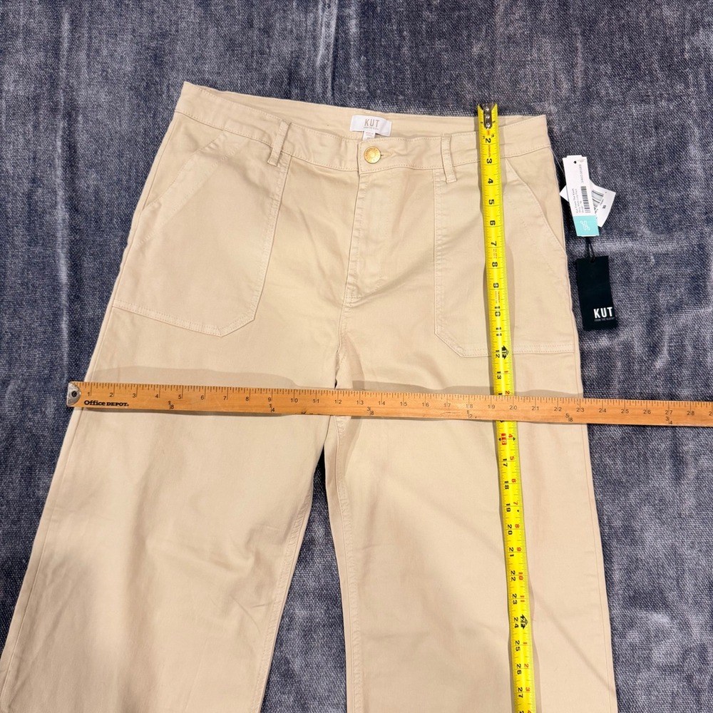 KUT from the Kloth Meg Wide Leg Utility Pants Tan Khaki Size 16 NWT NWOT Spot - Picture 5 of 9